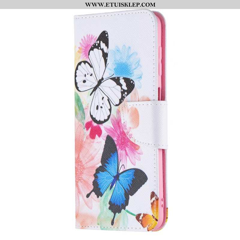 Etui Folio do Samsung Galaxy M32 Malowane Motyle I Kwiaty